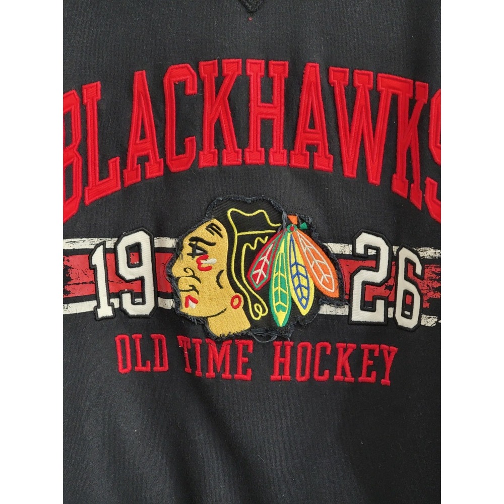 Old Time Hockey Mens M Chicago Blackhawks Retro Pullover Sweatshirt Hoodie - Picture 2 of 8